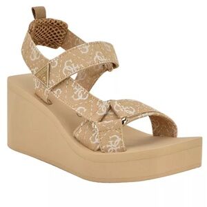 GUESS Tan Women's Daysa Quattro-G Strappy Eva Wedge Sandals Size 9